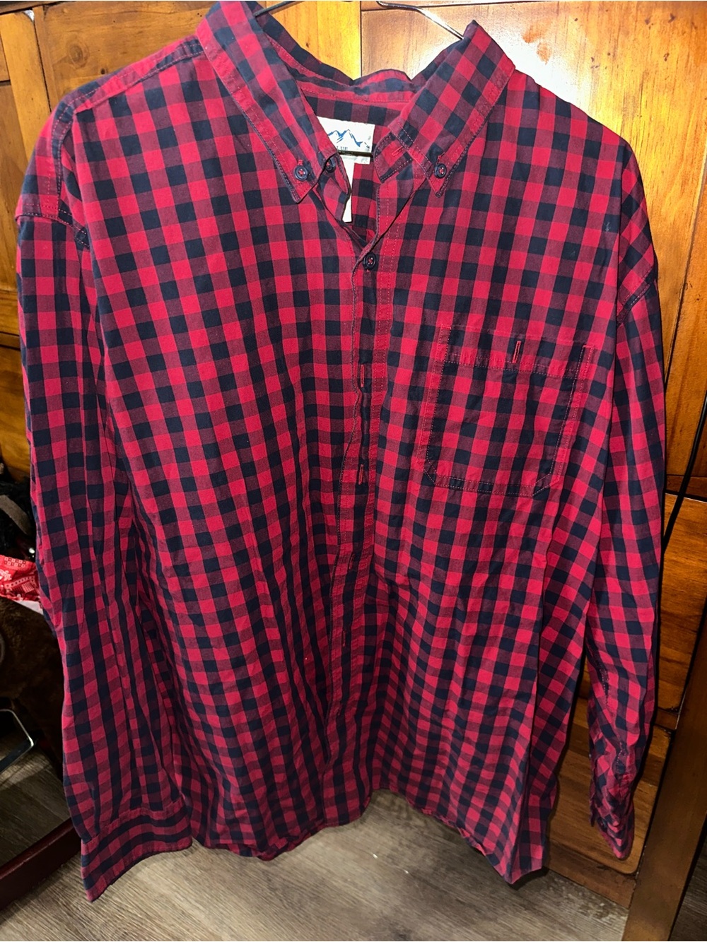 Blue Mountain red and black buffalo plaid shirt
